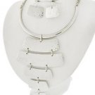 Layered Graduating Bars Rhodium Silver Necklace Earrings Set Fashion Jewelry
