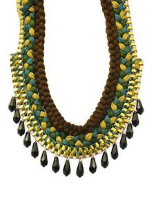 Dangle Beaded Multi Color Crochet Braid Thread Necklace Box Chain Statement