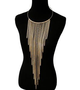 Gold Chain Tassel Chain Necklace Waist Length Statement Necklace Fashion Jewelry