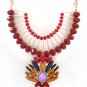 Red Yellow Purple Stone Necklace with Gold Chain Statement Fashion Jewelry