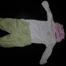 Carters long sleeve cat onesie, hat, and footed pants