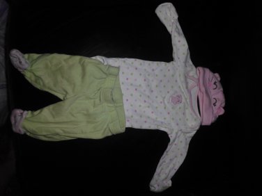 Carters long sleeve cat onesie, hat, and footed pants