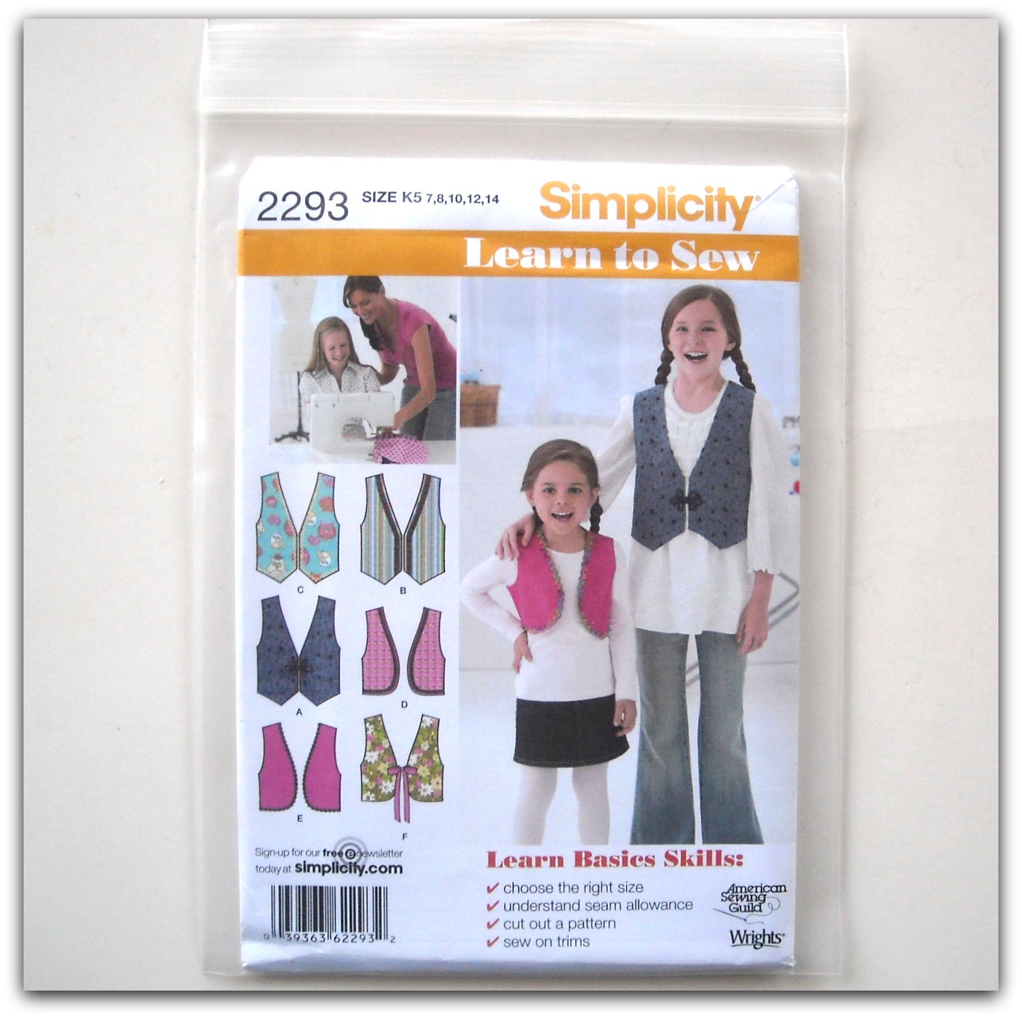 Simplicity Pattern 2293 Size 7 14 American Sewing Guild Learn To Sew