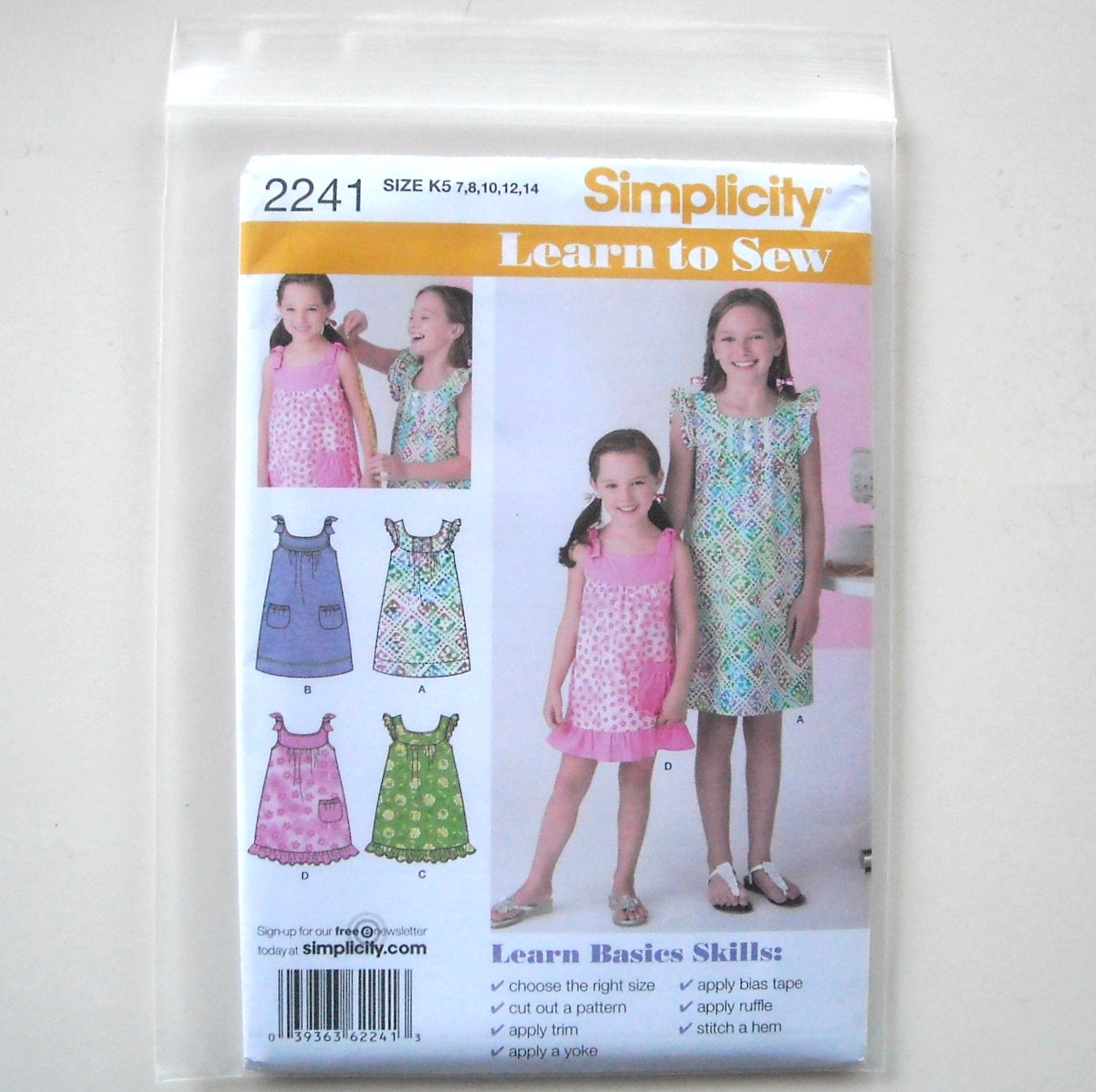 Simplicity Pattern 2241 Size 5 14 Learn to Sew Childs & Girls Dresses