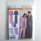 Simplicity Pattern 3971 Plus Size XL - XXXL Easy To Sew Misses Womens Mens Pajamas
