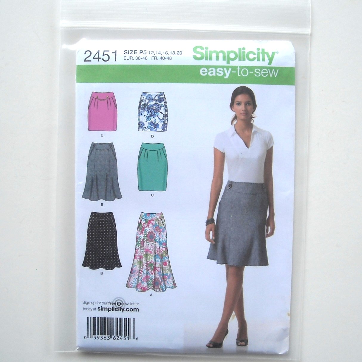 Simplicity Pattern 2451 Size 12 - 20 Easy To Sew Misses Womens Skirts