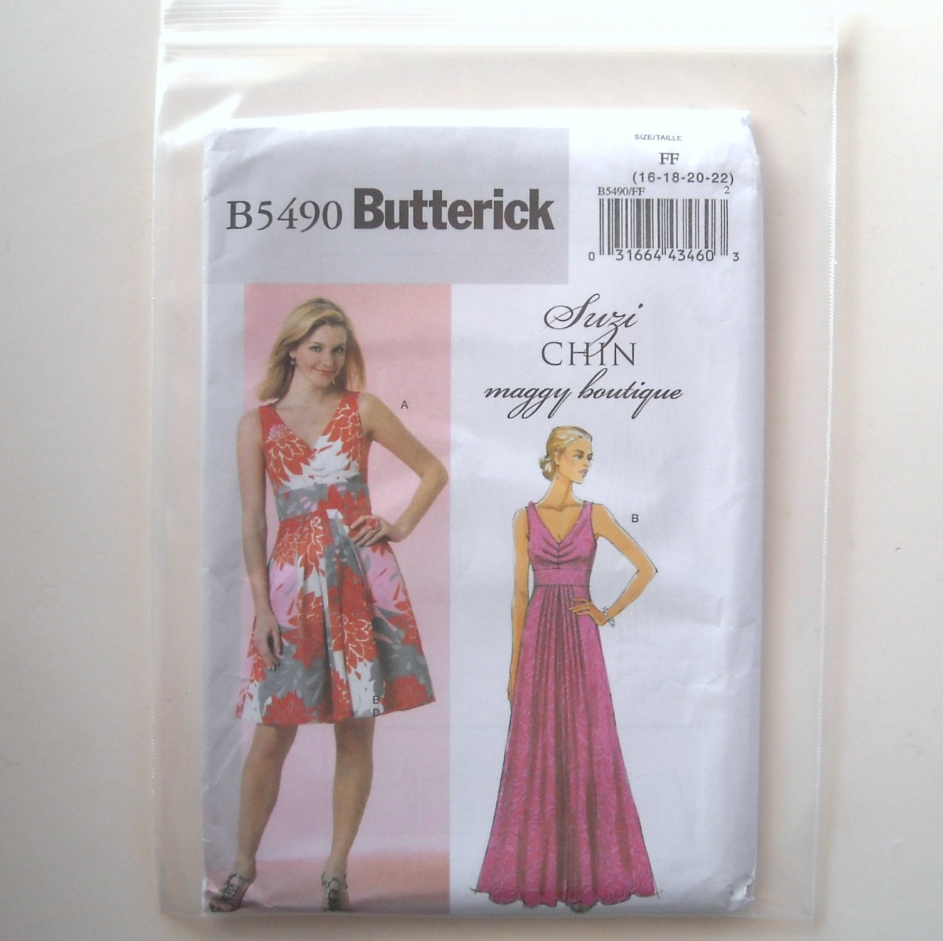 Butterick Pattern B5490 Suzi Chin Size 16 - 22 Misses Evening Dress