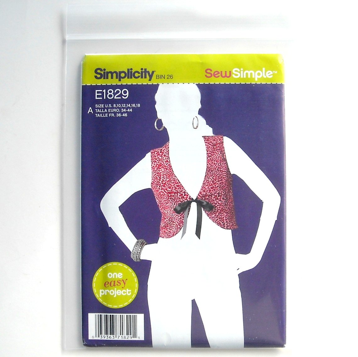 Misses Vest Size 8 - 18 Sew Easy Project Simplicity Pattern E1829