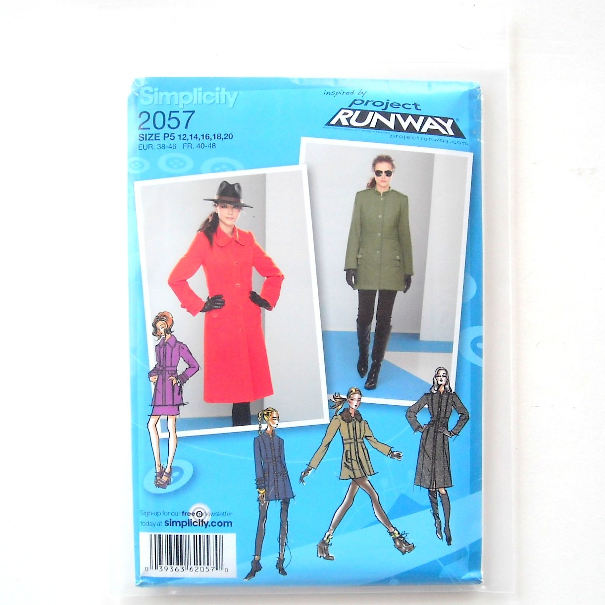 Womens Misses Coats Jacket 12 - 20 Project Runway Simplicity Sewing Pattern 2057