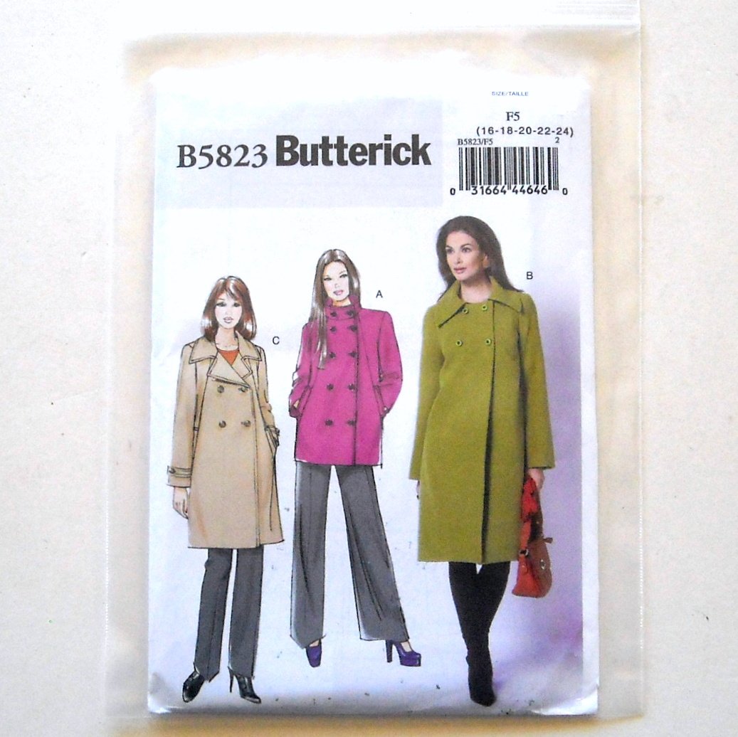 Jacket and Coat Size 16 - 24 Butterick Sewing Pattern B5823