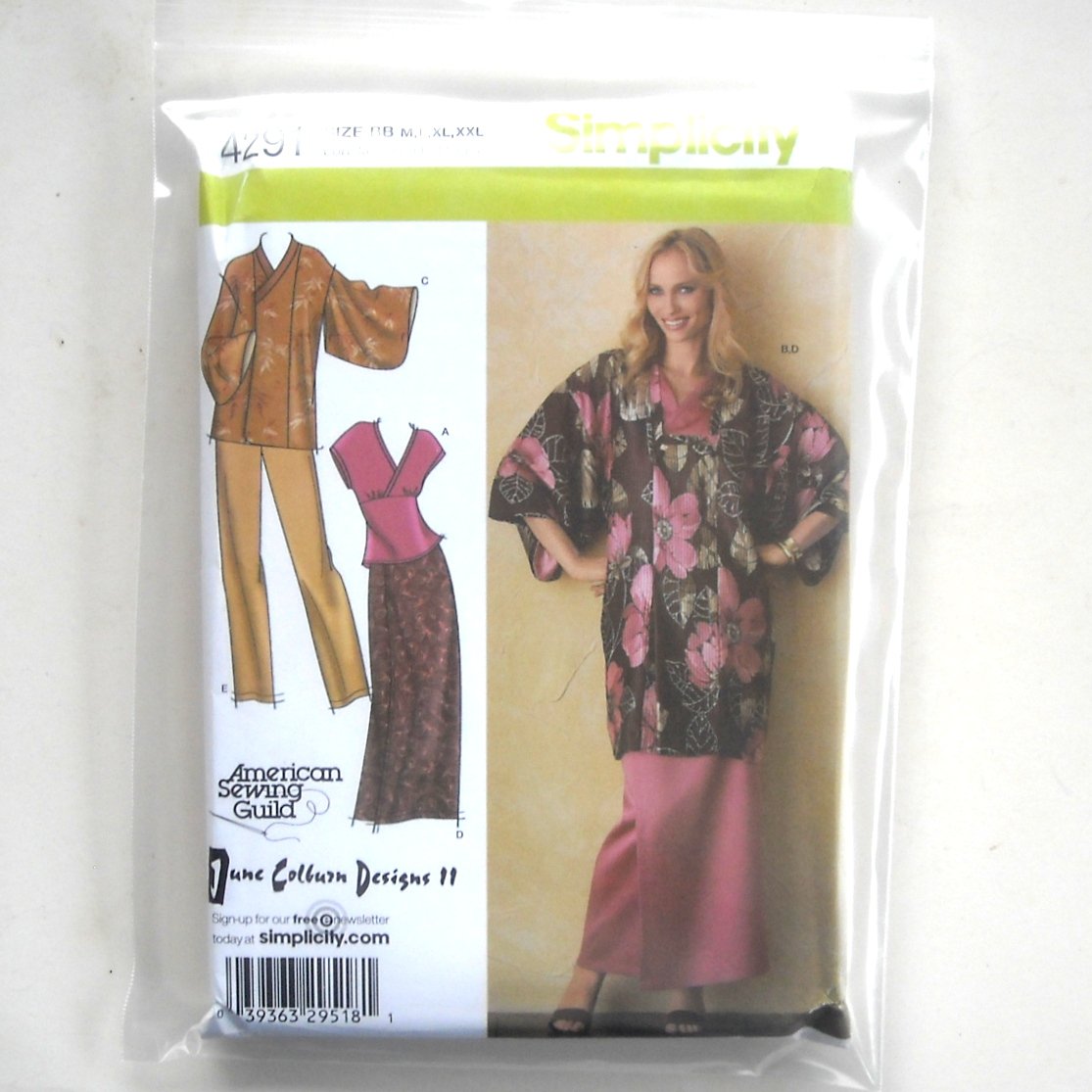 Lined Kimono Top Pants Skirt Simplicity Sewing Pattern 4291