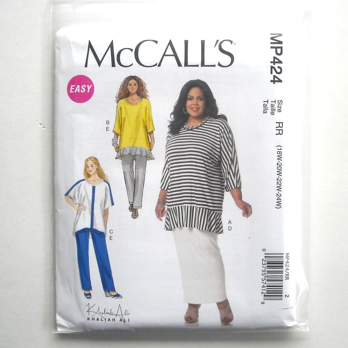Womens Dolman Sleeve Tunics Skirt Pants 18W 20W 22W 24W McCalls Sewing Pattern MP424