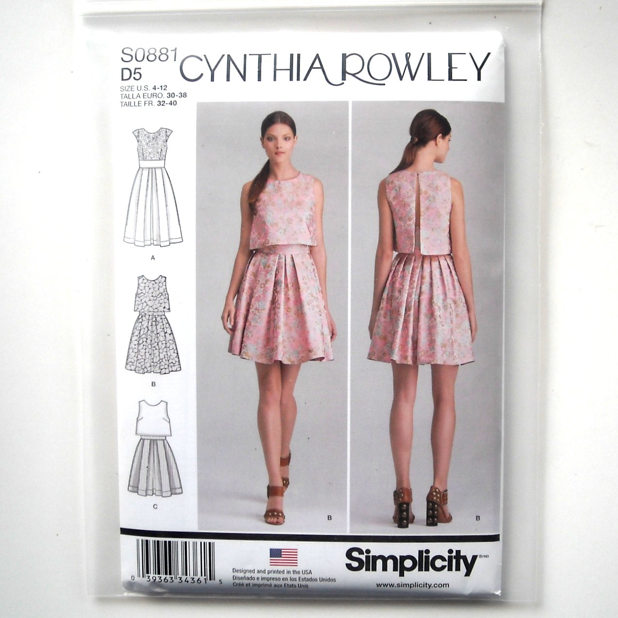 Misses Dress 4 6 8 10 12 Cynthia Rowley Simplicity Sewing Pattern S0881