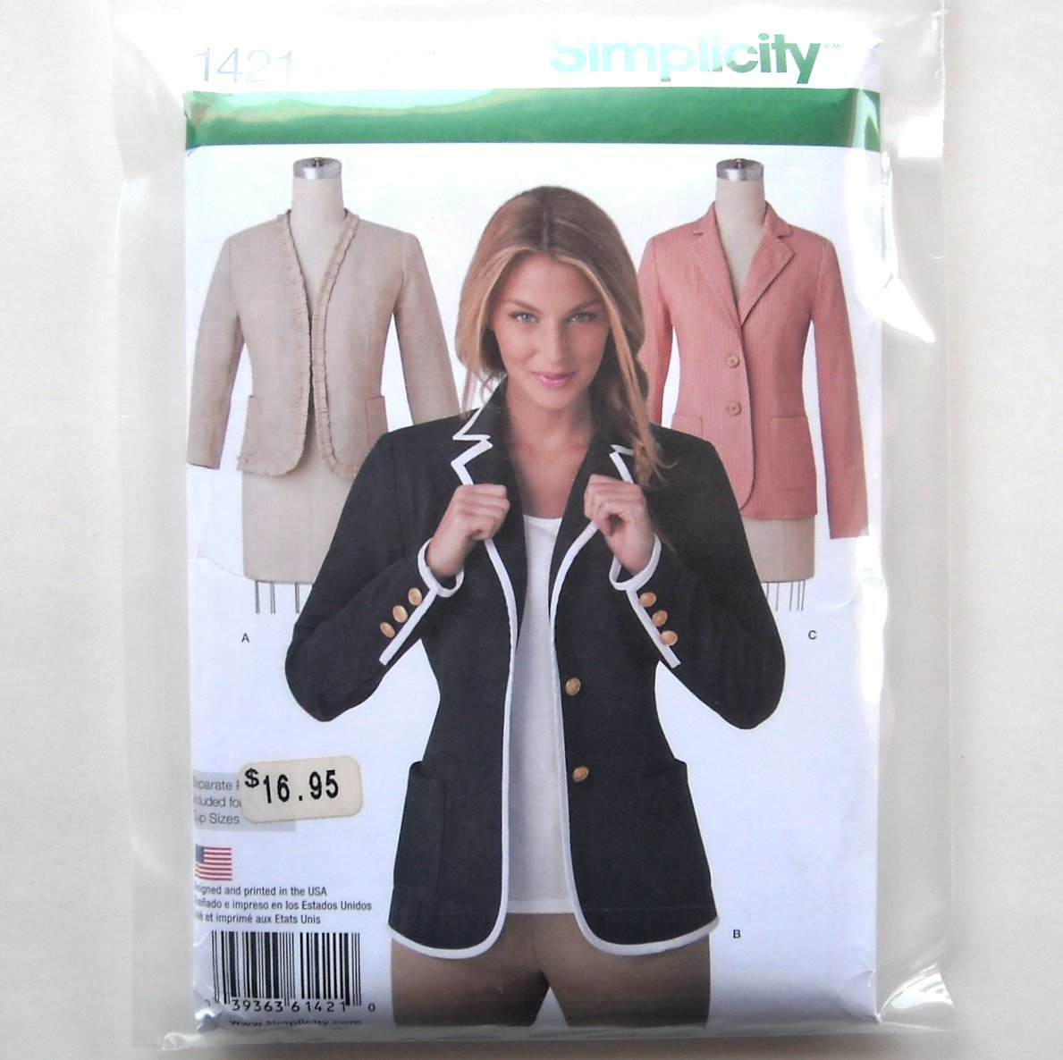 Misses Unlined Jacket 16 18 20 22 24 Simplicity Sewing Pattern 1421