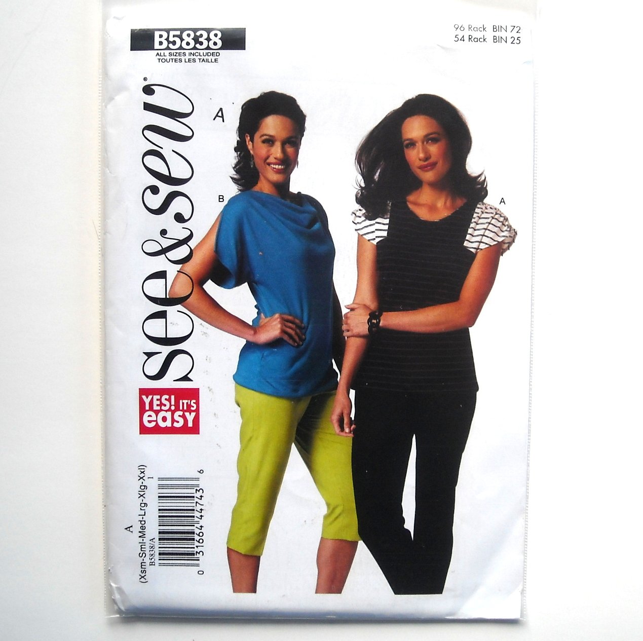 Misses Tops Easy All Sizes See & Sew Butterick Pattern B5838