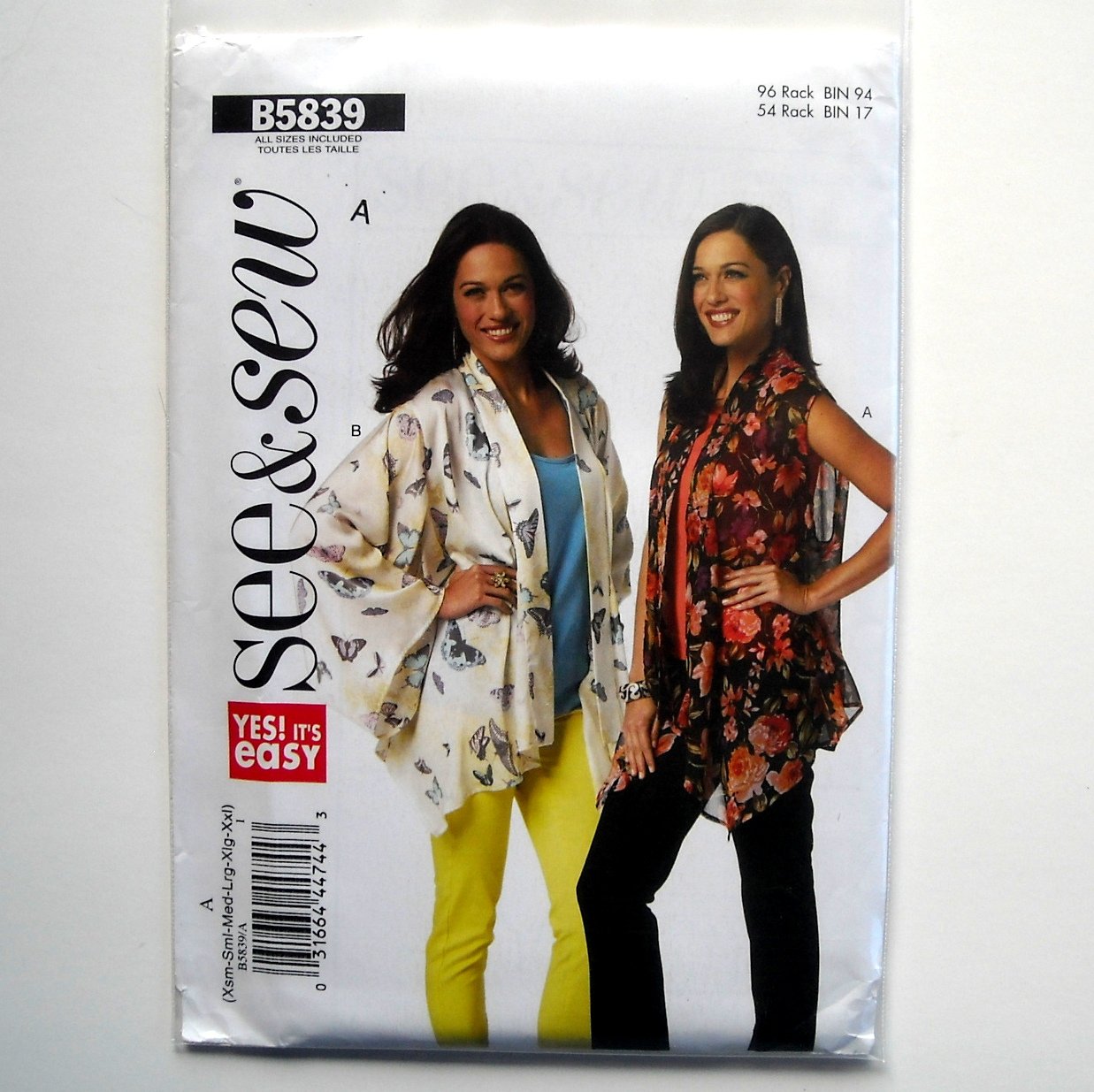 Misses Jacket Very Easy All Sizes See & Sew Butterick Pattern B5839