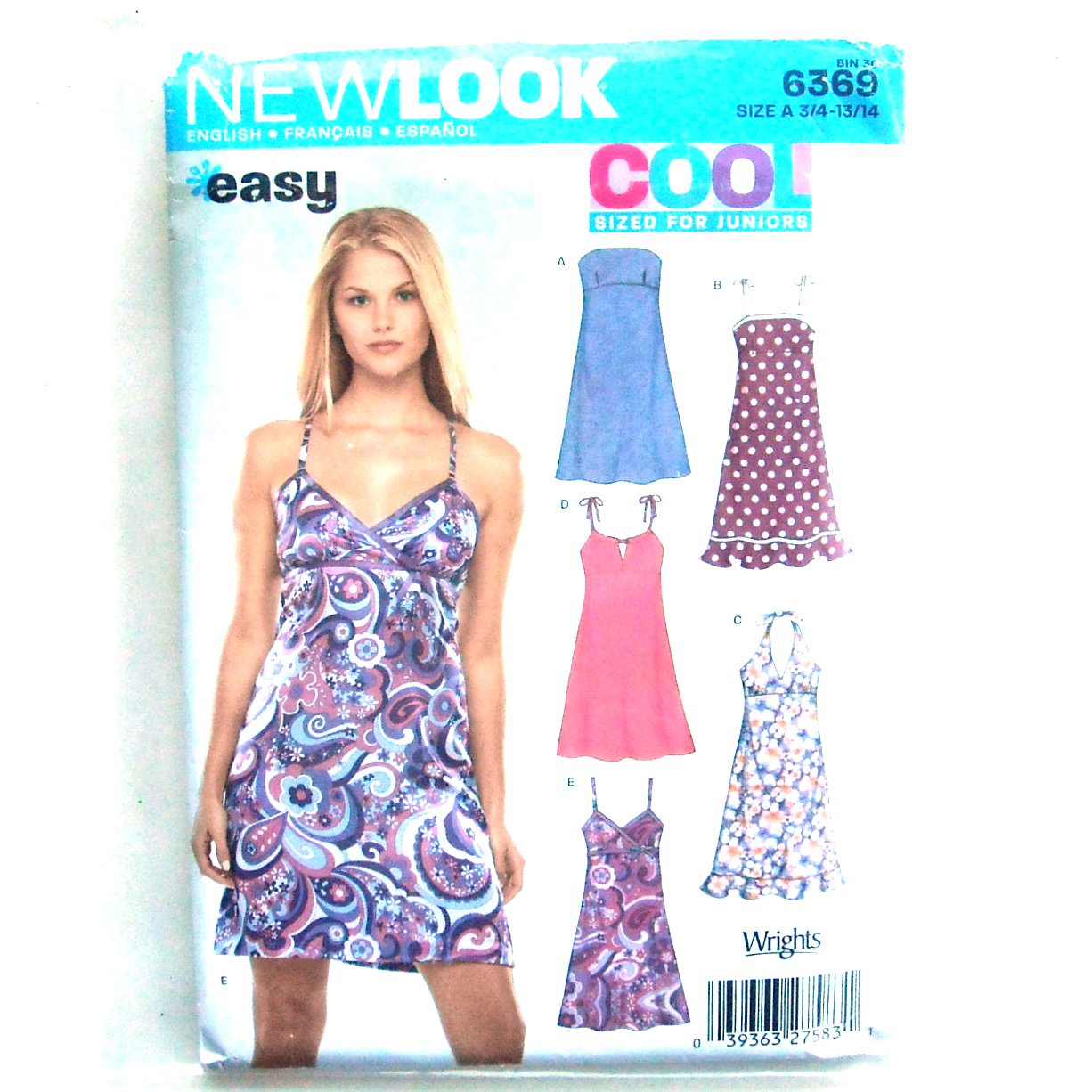 Junior Easy Summer Dresses Simplicity New Look Sewing Pattern 6369