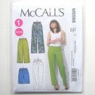 Misses Elastic Waist Shorts Pants XS S M McCalls Sewing Pattern M6568