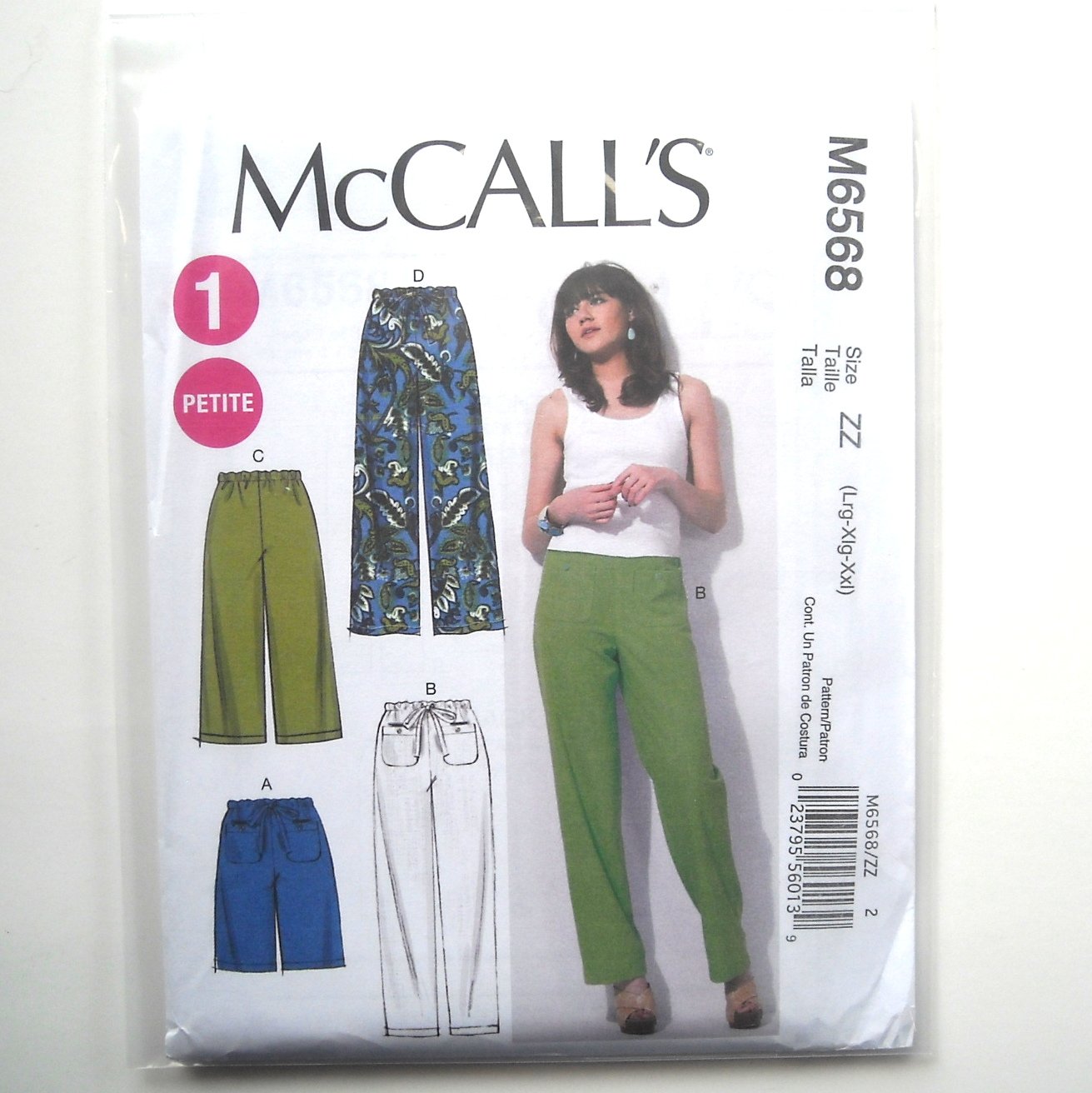 Misses Elastic Waist Shorts Pants L Xl Xxl Mccalls Sewing Pattern M6568