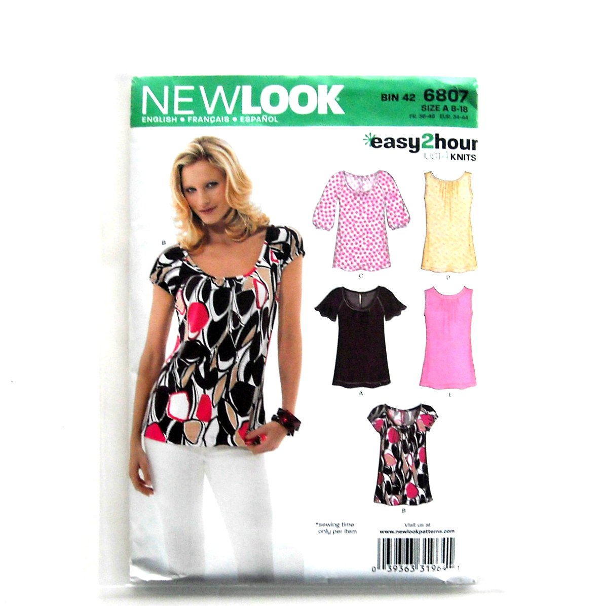 Womens Misses Tops 8 10 12 14 16 18 Simplicity New Look Sewing Pattern 6807