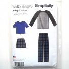 Boys Mens Pajamas Loungewear Pants Top S - XL Easy Simplicity Sewing Pattern D0553 Boys Mens Pajamas Loungewear Pants Top S - XL Easy Simplicity Sewing Pattern D0553
