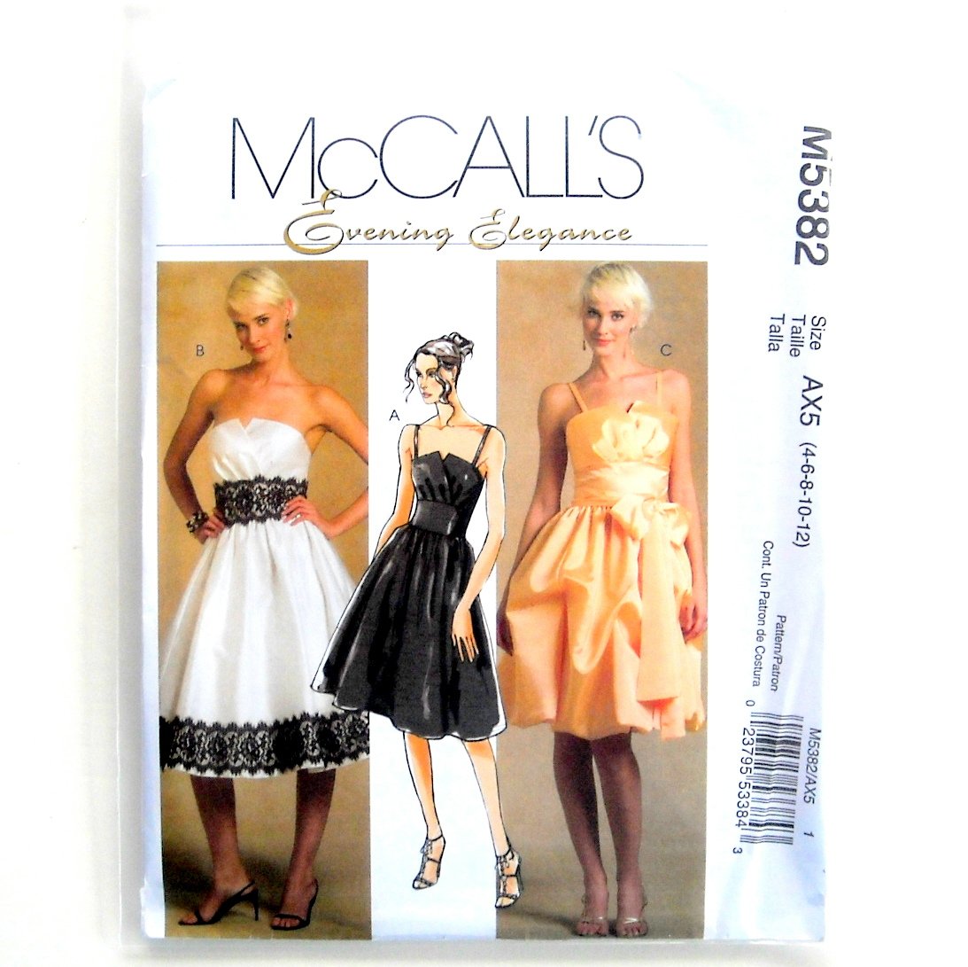 Misses Evening Elegance Dresses McCalls Sewing Pattern M5382