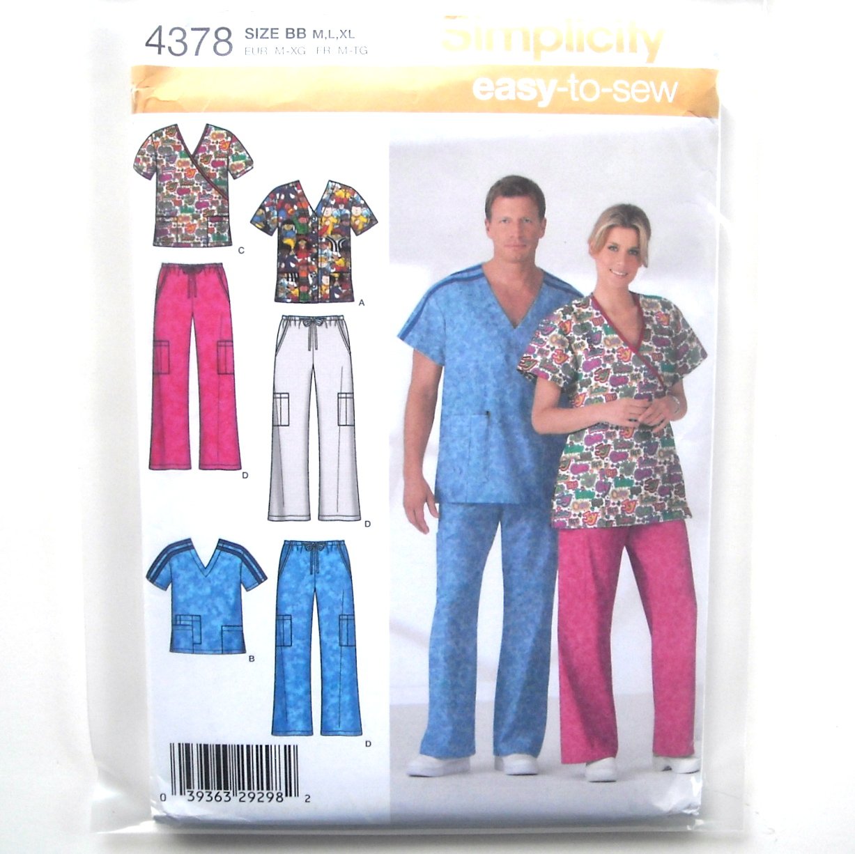 Plus Size Scrubs M L XL Easy Simplicity Sewing Pattern 4378