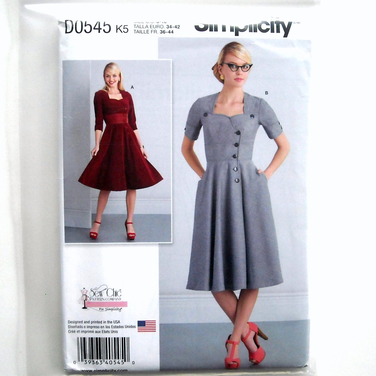 Misses Button Front Dresses 8 - 16 Simplicity Sewing Pattern D0545