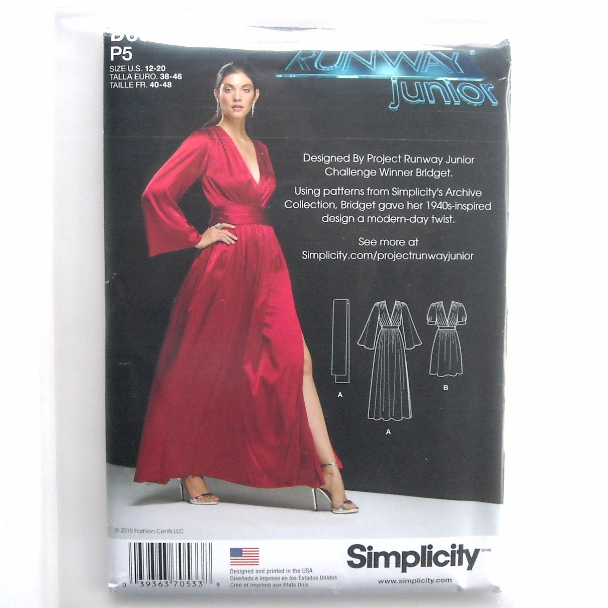 Misses Project Runway Dresses 12 - 20 Simplicity Sewing Pattern D0533