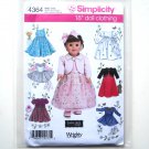 18" Doll Clothes Dress Tops Skirts Wrights Elaine Heigl Designs Simplicity Pattern 4364