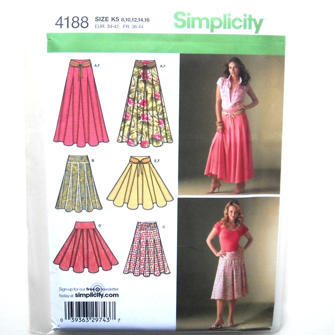 Summer Flared Skirts Belt Simplicity Pattern 4188