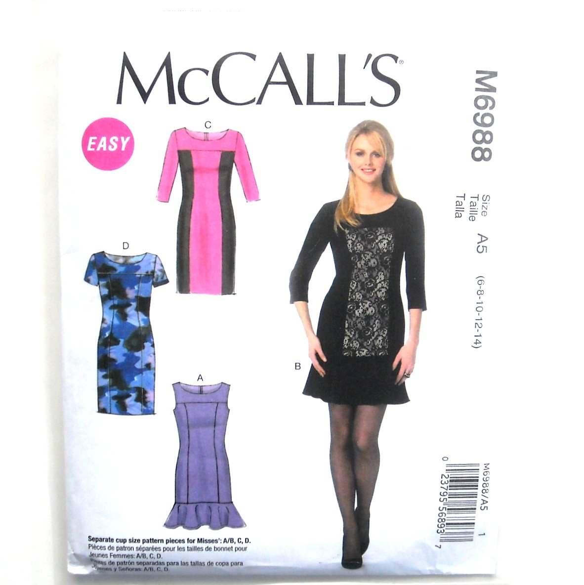 Misses Princess Seam Dresses McCalls Sewing Pattern M6988