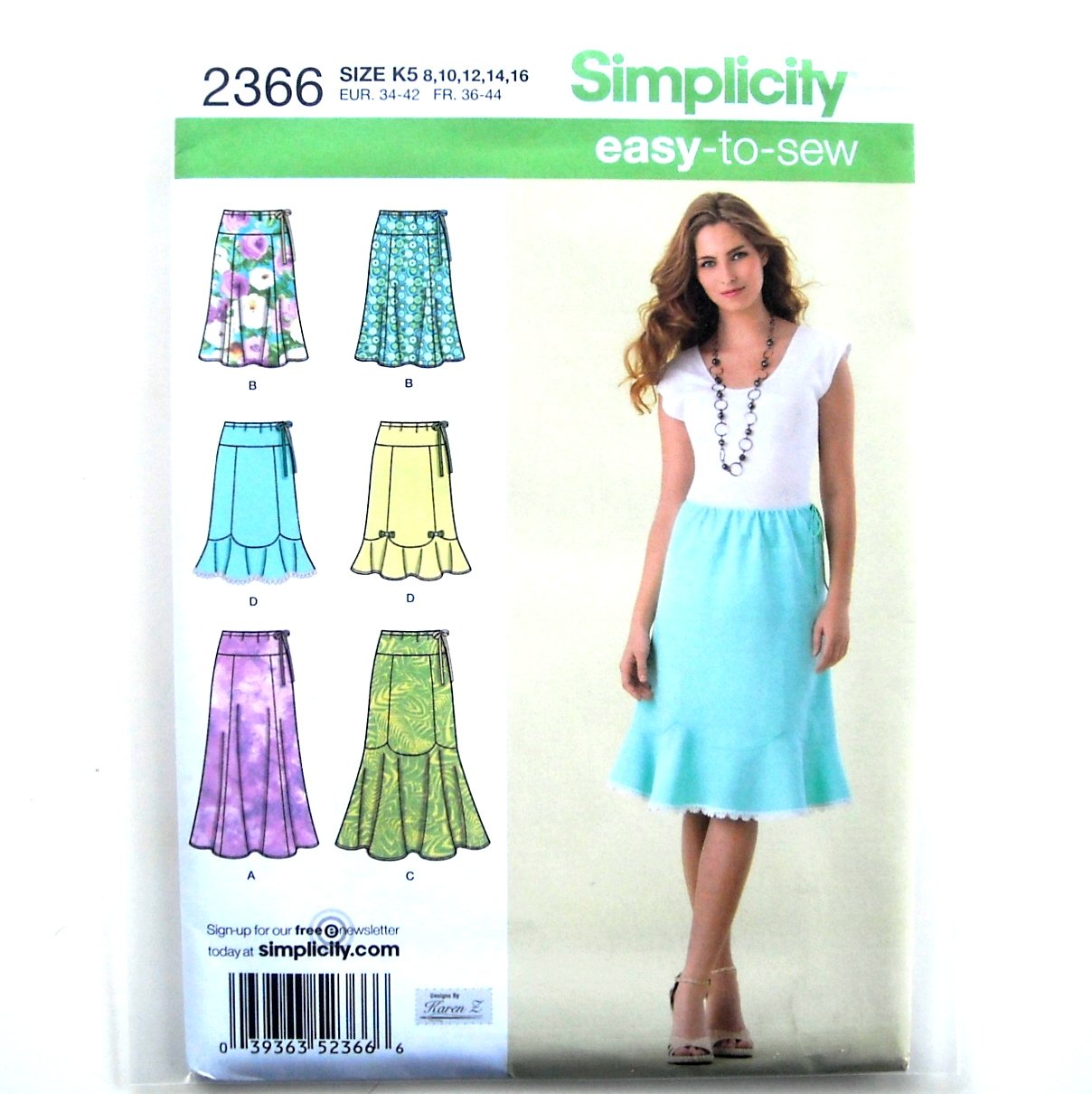 Easy To Sew Womens Misses Skirts 8 - 16 Karen Z Simplicity Pattern 2366