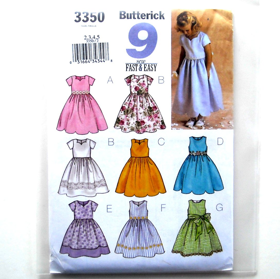Girls Fancy Dress Size 2 5 Sew Easy Butterick Sewing Pattern 3350