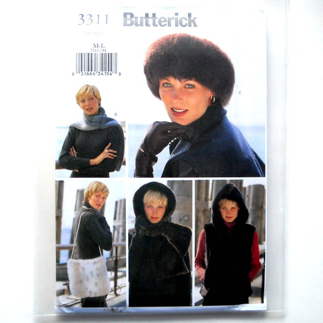 Misses Vest Headwrap Headband Scarf Bag Butterick Sewing Pattern 3311
