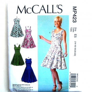 Misses Fit Flare Dresses 14 16 18 20 22 McCalls Sewing Pattern MP423
