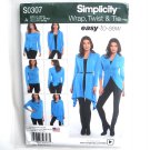 Wrap Twist & Tie Knit Cardigan Easy Simplicity Sewing Pattern S0307 Wrap Twist & Tie Knit Cardigan Easy Simplicity Sewing Pattern S0307