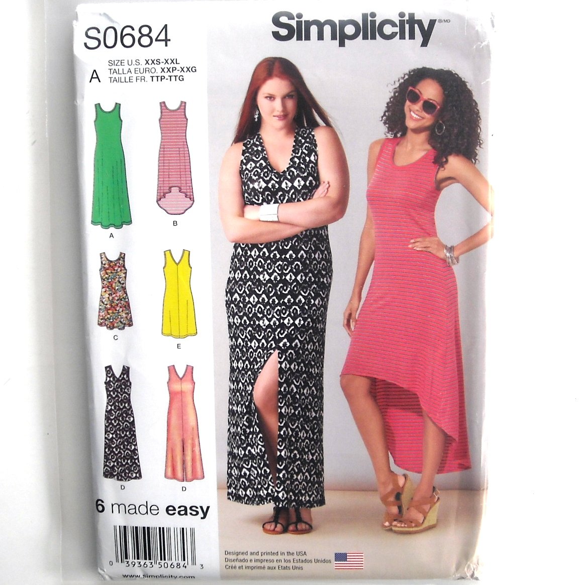 Misses Knit Dresses Neckline Variations Easy Simplicity Sewing Pattern S0684