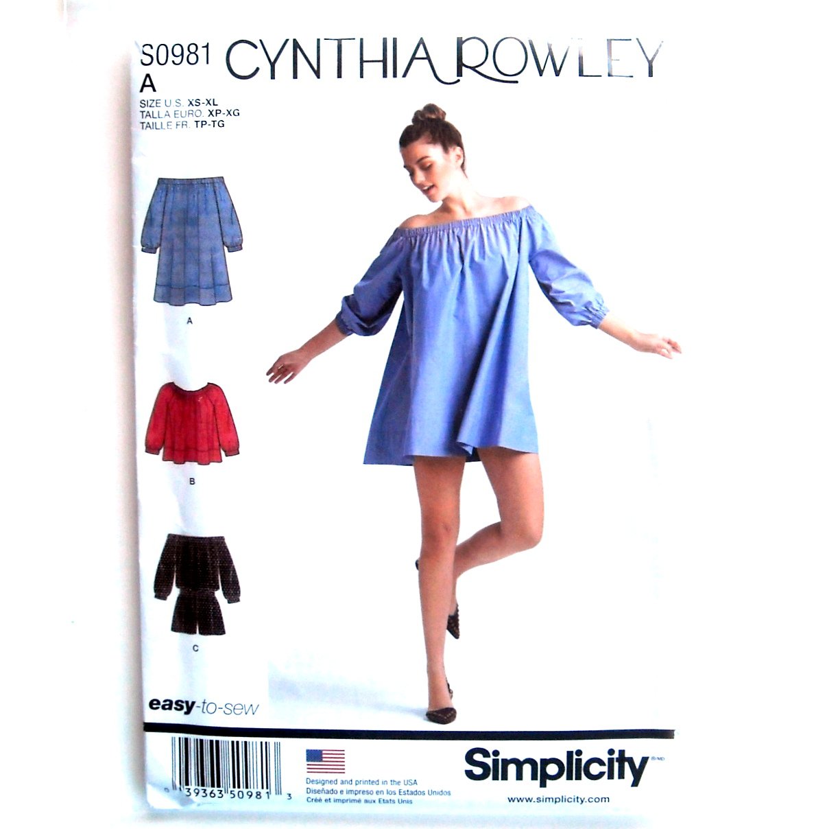 Misses Romper Mini Dress Top Simplicity Sewing Pattern S0981