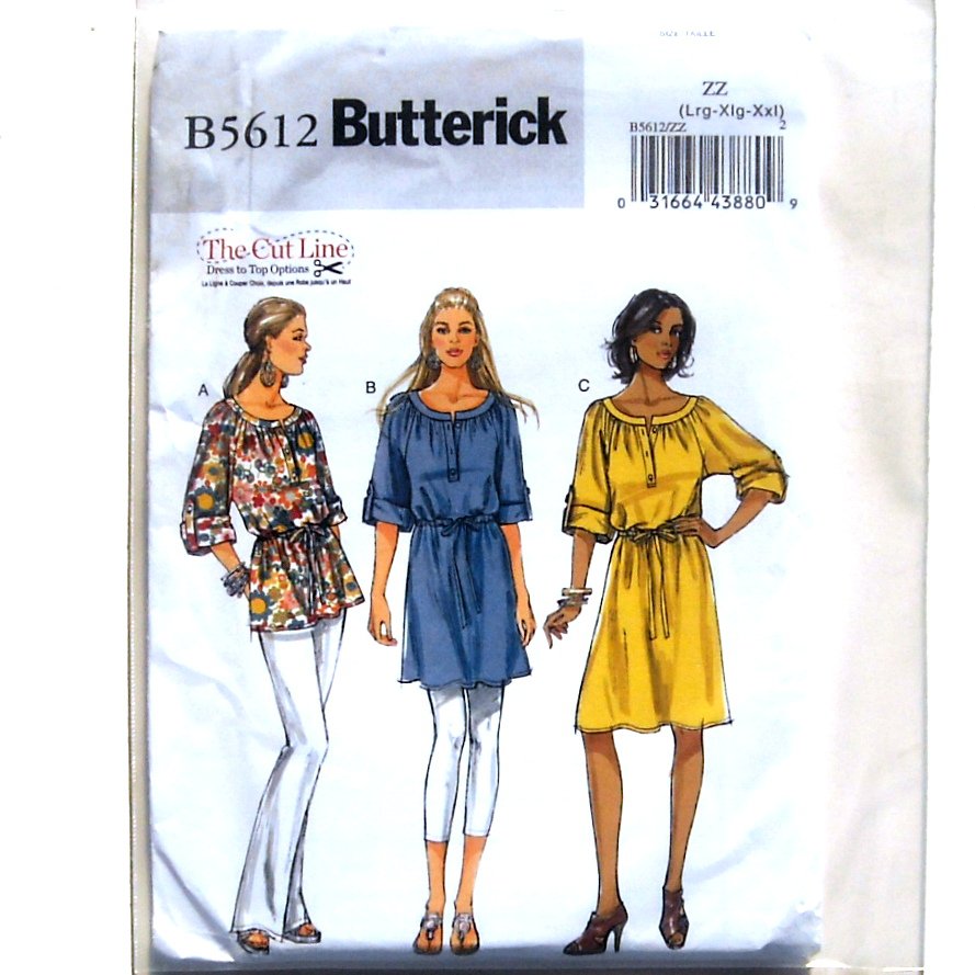 Misses Top Tunic Dress L - XXL Easy Butterick Sewing Pattern B5612