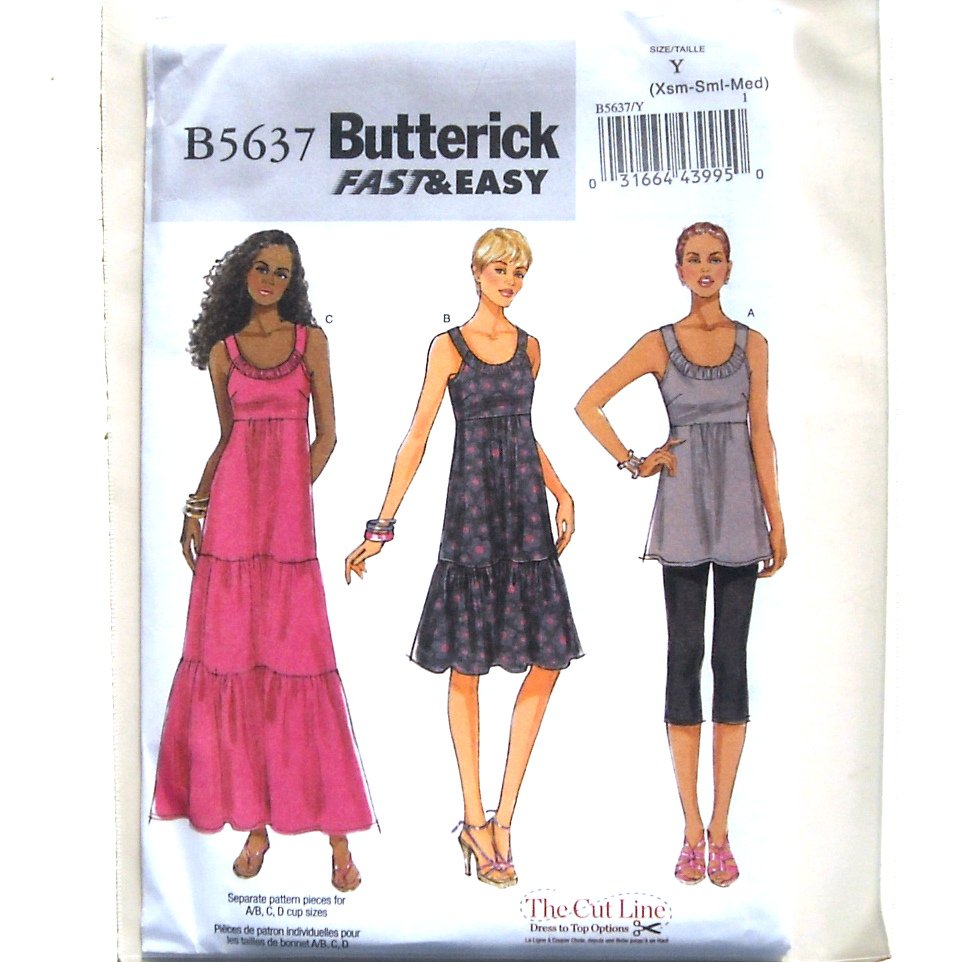 Misses Tunic & Dress Fast Easy XS - M Butterick Pattern B5637