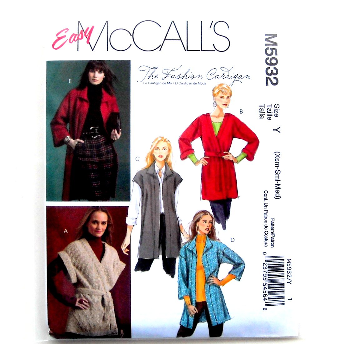 Misses Cardigans 4 - 14 Easy McCall's Sewing Pattern M5932