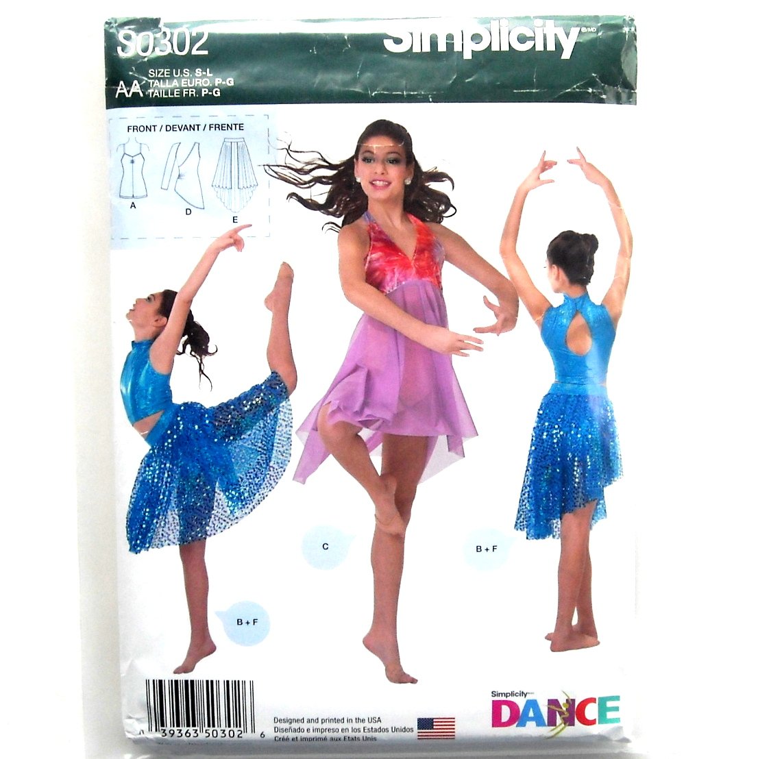 Girls' Knit Dancewear Simplicity Sewing Pattern S0302