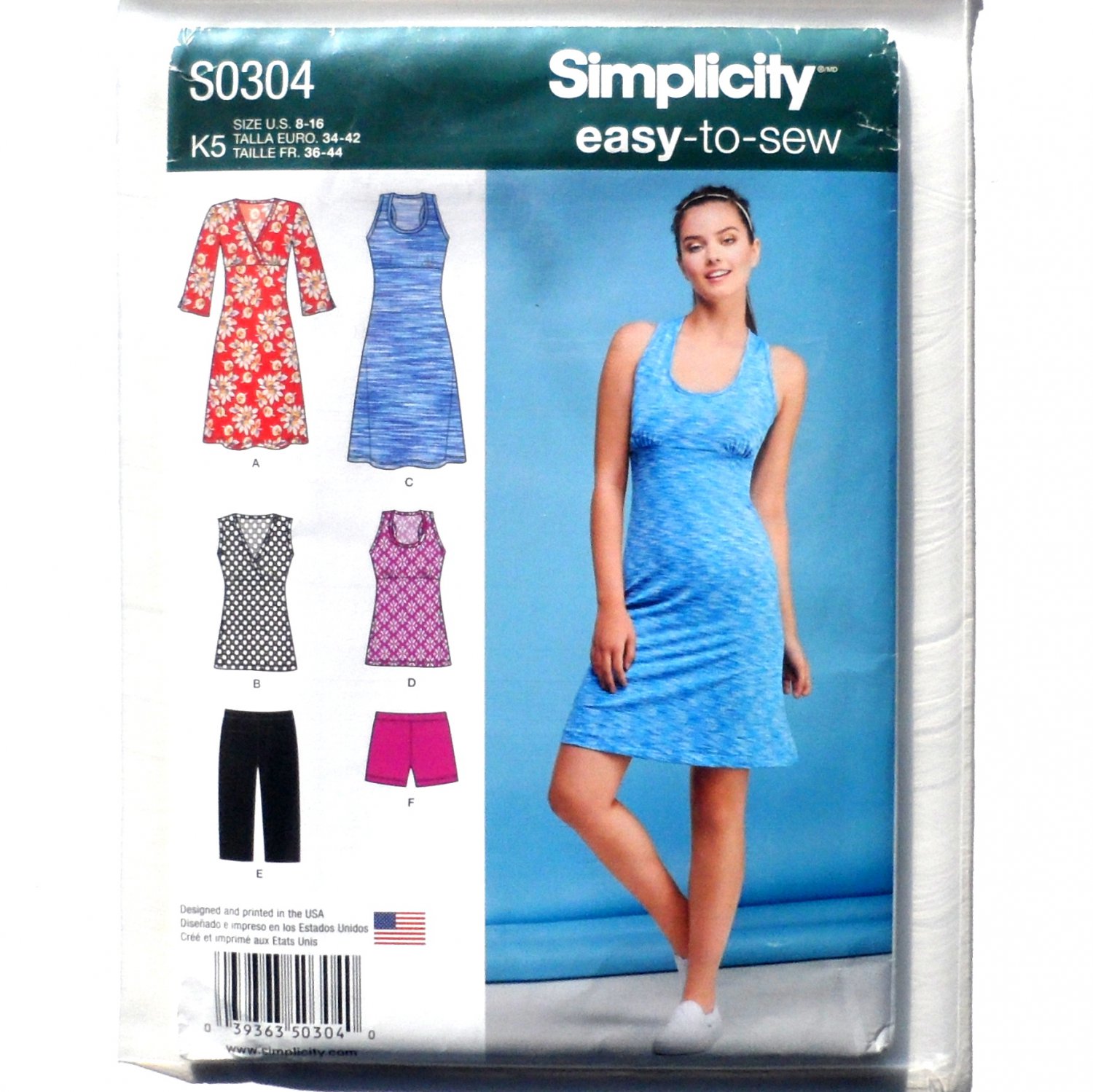 Misses Easy Knit Sport Dresses Tunics Shorts Simplicity Sewing Pattern S0304