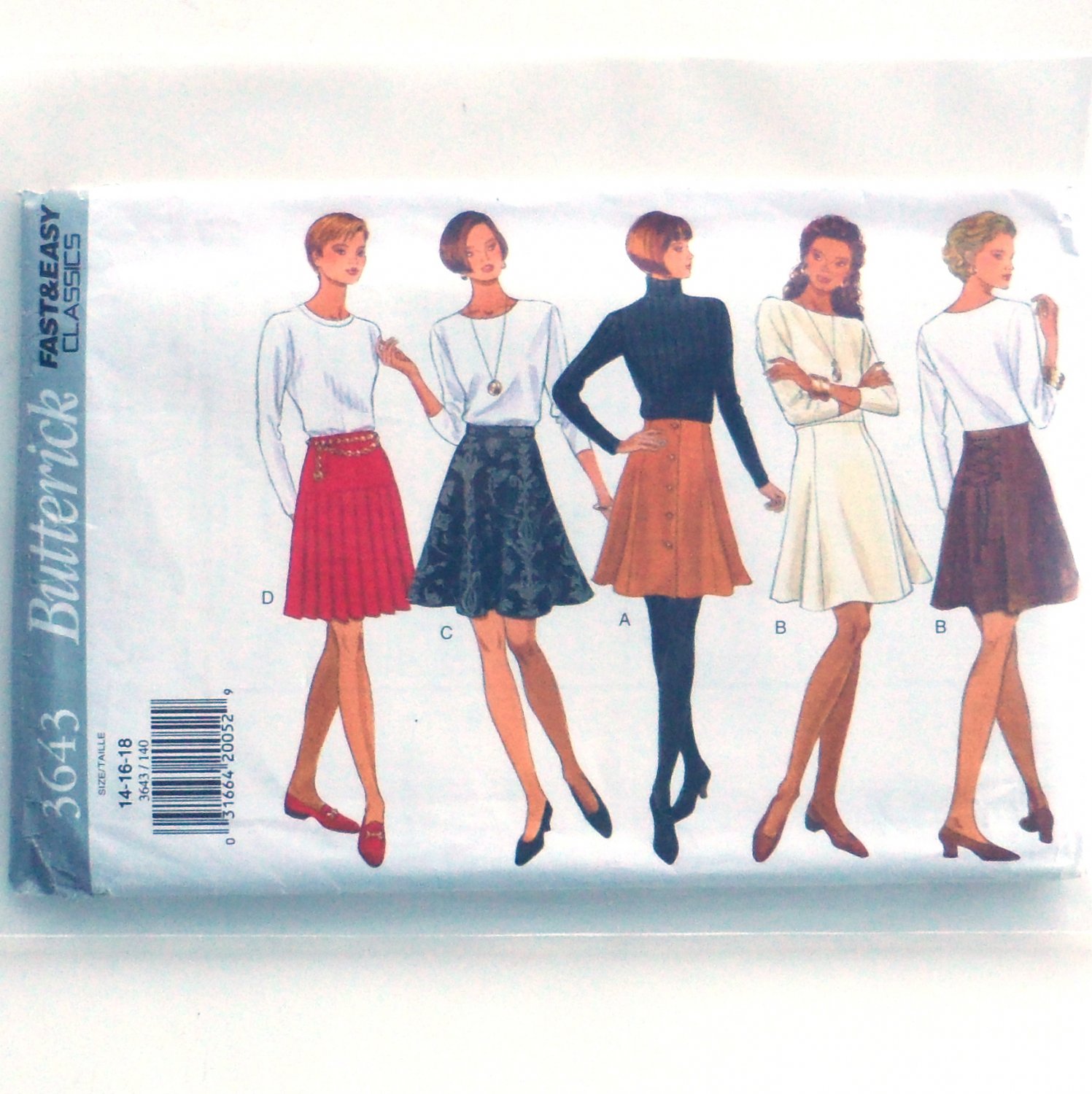 Misses Skirts 14 16 18 OOP Butterick Sewing Pattern 3643