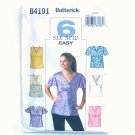 Misses' Petite Six Sew Easy Tops 6 8 10 Butterick Sewing Pattern B4191