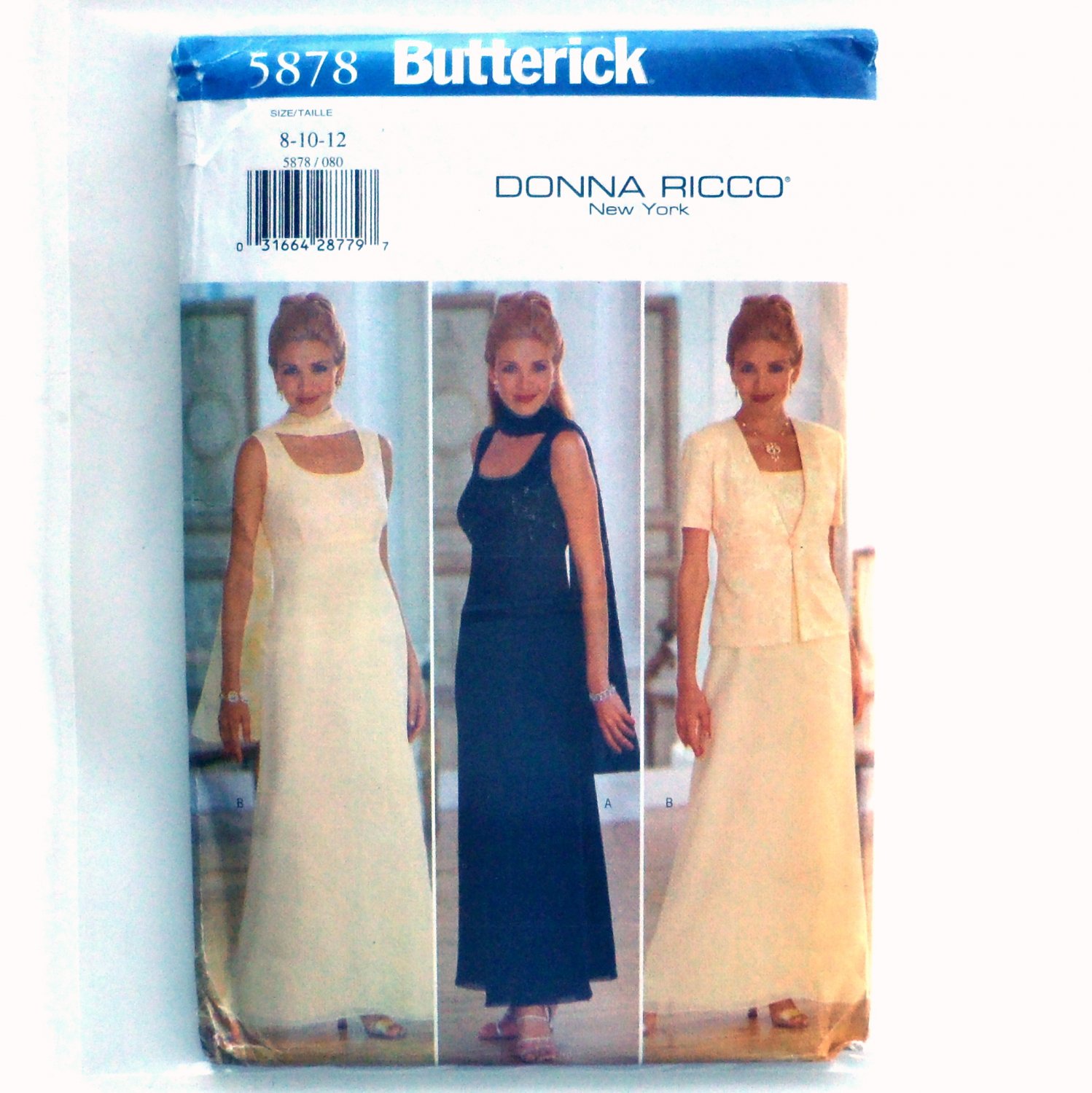Misses' Jacket Dress Scarf 8 10 12 OOP Butterick Sewing Pattern 5878