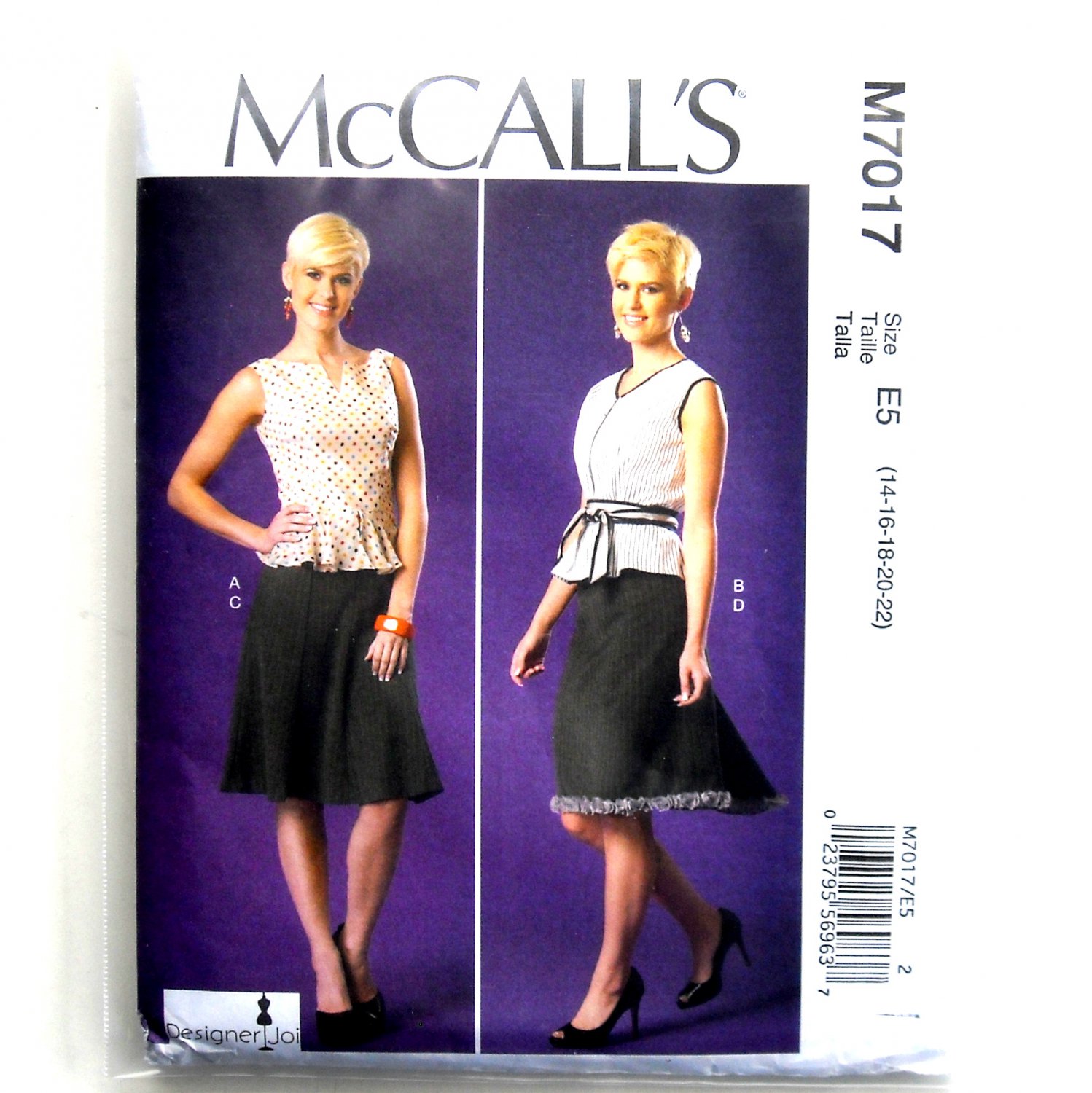 Misses Womens Tops Skirts Designer Joi McCall's Sewing Pattern M7017