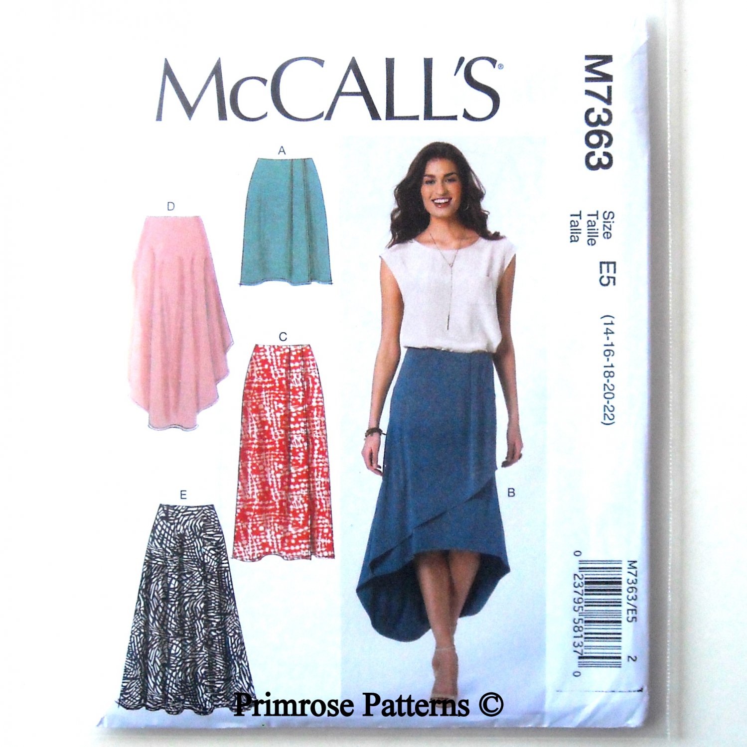 Misses Womens Elastic Waist Pull On Skirts McCalls Sewing Pattern M7363