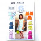 Six Easy Girls Top Skort Shorts Size 2 - 5 Butterick Sewing Pattern 3832 Six Easy Girls Top Skort Shorts Size 2 - 5 Butterick Sewing Pattern 3832